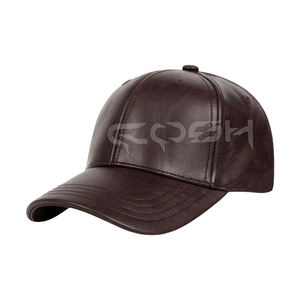 Casquette de baseball en cuir marron uni - Product Image 6