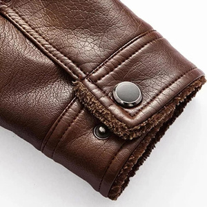 Wholesale High Quality <b>Men's</b> Winter <b>Leather</b> <b>Jacket</b> Full Grain <b>Leather</b> Sherpa Lining Stand Collar Custom <b>Leather</b> <b>Jacket</b> - Product Image 3