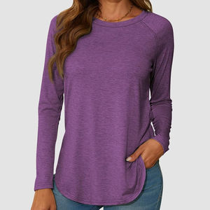 Camiseta de Manga Larga Premium para Mujer, Material de Algodón Elegante, Hecha a Medida, Último Modelo, Camisetas Cómodas al por Mayor, Estilo 2026 - Product Image 2