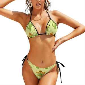 ชุดบิกินี่สองชิ้นลายทางพิมพ์ลายแบบกำหนดเองสำหรับผู้หญิง ชุดว่ายน้ำฤดูร้อนสำหรับชายหาด โลโก้ด้านหน้า ระบายอากาศได้ดี แห้งเร็ว หรูหรา - Product Image 3