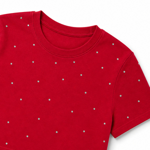Y2K Style Rhinestone <b>Crop</b> <b>Top</b> Women's Shirts Custom <b>Red</b> Baby Tee Slim Stretch Blouse Streetwear Summer <b>Top</b> OEM Supplier - Product Image 5