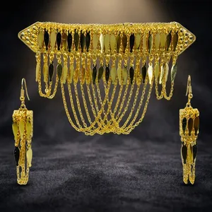Antique Beautiful Design Chik <b>Set</b> With Earrings Gold Plated Arabic <b>Jewellery</b> <b>Sets</b> for Women - Product Image 4