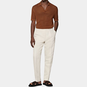 OEM 2026 T-shirt d'été personnalisé à manches courtes en coton et soie, teint uni, maille texturée nid d'abeille, anti-boulochage, pour homme - Product Image 1
