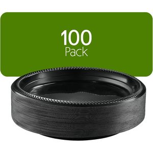 100 Piatti Monouso in Plastica Nera Leggera da 7 Pollici per Cena, Dessert e Antipasti - Stoviglie per Feste - Product Image 3