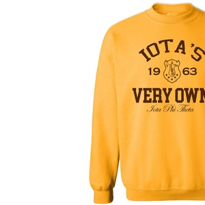 Sweat-shirt jaune à col rond pour homme Iota Phi Theta, coupe classique, imprimé avec inscription sur le devant, vêtement décontracté d'automne - Product Image 4