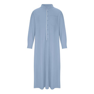 Robe islamique pour homme, Kaftan musulman à manches longues, couleur unie, col montant, style vintage décontracté, pour l'Aïd, usage quotidien, Dubaï, Arabie Saoudite, Jubba Thobe - Product Image 2