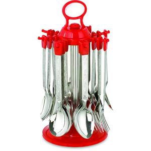 Vente chaude manche en bois ensemble de couverts en acier inoxydable couteau servir fourchette cuillère Portable 24 pièces vaisselle ensemble de vaisselle avec support - Product Image 6