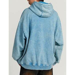 เสื้อฮู้ดดี้ผ้าฝ้ายสีฟ้าอ่อนทรงโอเวอร์ไซส์ ยูนิเซ็กส์ ทรงปกติ มีกระเป๋า ดีไซน์ผ้าเฟรนช์เทอร์รี่ สไตล์สตรีทแวร์สำหรับฤดูใบไม้ร่วง - Product Image 3