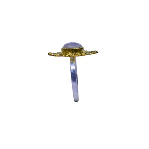 Wedding Wear 925 Sterling Silver Gold Plated Jewelry White <b>Rainbow</b> Moonstone Women Wear Classic Ring - Product Image 4