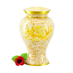Wholesale Luxury Multi-Colored Leaf Metal Cremation Urn Bulk <b>Memorial</b> Jar with Engraved Silver Accents and Enamel Art Design - Product Image 5