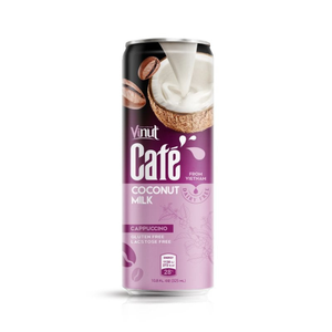 เครื่องดื่มกาแฟอาราบิก้า โรบัสต้า ผสมมะพร้าว บรรจุกระป๋องอะลูมิเนียม 325 มล. ปราศจาก GMO ปราศจากนม ปราศจากกลูเตน VINUT รับผลิตแบบ OEM ODM - Product Image 1
