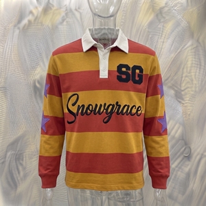 Maillot de rugby Snowgrace à manches longues, motif rayé, col rabattu, coupe classique, vêtements unisexes pour adultes - Product Image 3