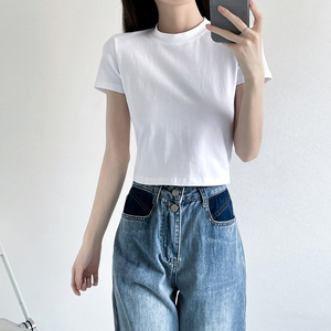 Nuevo Producto en Oferta, Top de Yoga Corto con Cuello Alto y Camiseta de Manga Corta para Mujer con Cuello Redondo - Product Image 4