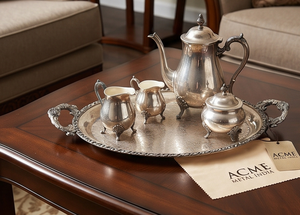 Bandeja de Servir Ovalada de Metal Acme India, Estilo Vintage, con Patrón Floral, Acabado de Metal Pulido, Asa, Uso Residencial, Bodas - Product Image 2