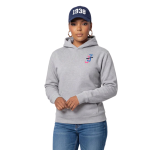 Sudadera con Capucha Unisex Jack and Jill para Adultos, Color Gris Jaspeado, Felpa de Algodón, Logotipo de Chenilla, Sudadera Informal y Cómoda - Product Image 3