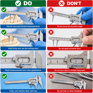 Calibrador Dental Boley de Acero Inoxidable, Escala en Milímetros de 10 cm con Palanca de Bloqueo ZetomedPro - Product Image 3