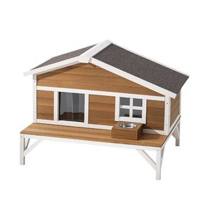 Casa para Gatos con Plataforma Grande y Aislamiento Completo de Espuma, Refugio Elevado para Gatos, Impermeable, de Madera, para Gatos Silvestres - Product Image 1