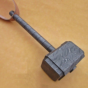 Martillo Decorativo de Acero de Damasco, Forjado a Mano, con Mango de Acero con Diseño, Artículo de Colección y Regalo, Premium - Product Image 4