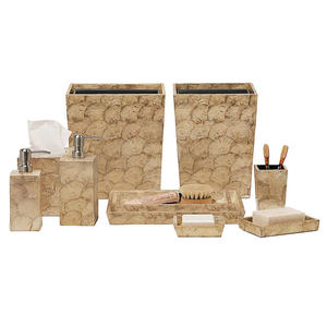 Luxury Eco Resort Capiz Shell <b>Soap</b> Dispenser Vanity Tray <b>Set</b> Elegant MOP Bathroom Accessories Hotel Decoration Items - Product Image 1