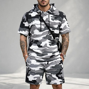 2026 Wholesale Summer Men's Casual Shorts <b>Set</b> Plain Color Solid 100% Cotton Jersey Quick Dry Knitted Customized Logo <b>Twin</b> <b>Set</b> - Product Image 1