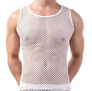 Men's <b>Mesh</b> Tank <b>Top</b> O-Neck Sleeveless Breathable Knitted Casual Hollow Out Design 100% Cotton Anti-Pilling 180g - Product Image 6