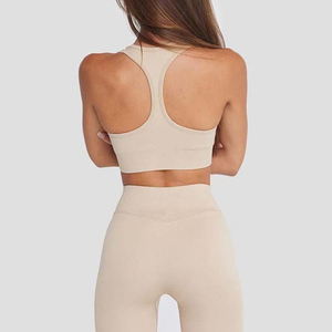 Breathable Yoga Sports <b>Bra</b> Set Removable Pads Spandex/Nylon Material Front Logo Plus Hot Selling Custom Size Women High Support - Product Image 4