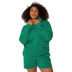 ชุดกางเกงขาสั้นมีฮู้ดเหนือเข่าสำหรับทุกเพศผ้าฝ้าย100% พิมพ์ลายปักโลโก้โอเวอร์ไซส์ - Product Image 2