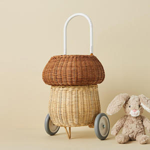 Cestas de mimbre con forma de bellota para la escuela y el hogar, carrito de almacenamiento para niños, pequeñas cestas tipo luggy. - Product Image 3