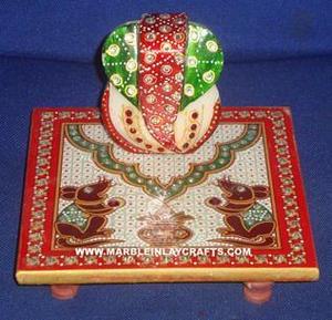 Mármol Pianted ídolo Ganesh Chowki - Product Image 2