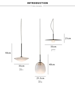Lustre LED ovale en verre minimaliste nordique postmoderne pour restaurant, chevet, chambre d'hôtel, tête unique - Product Image 6