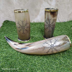 Producto de alta demanda, cuerno para beber de buey con soporte de cuero, uso en restaurante en casa, forma Natural personalizada de Muawiyah Handicraft - Product Image 6