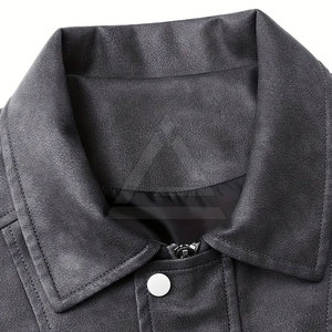 Men Leather Bomber <b>Jacket</b> Genuine Leather Casual <b>Zip</b> <b>Up</b> <b>Jacket</b> With Ribbed Functional Pockets And Comfortable Daily Wear - Product Image 3