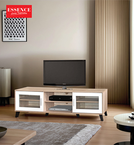 TV6049 Meuble TV de luxe moderne Console TV avec 2 portes en verre - Product Image 1