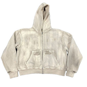 Sudadera con capucha y cremallera completa de invierno, estilo vintage, oversize, con lavado ácido, para hombre y mujer, de forro polar suave, estilo casual y urbano. - Product Image 6