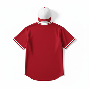 Unisex Red <b>Baseball</b> Jersey Short Sleeve Solid Color Polyester Button Closure Regular Fit Adults All Seasons Apparel - Product Image 3