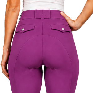 Leggings de Equitación Color Morado para Mujer, Pantalones de Montar a Caballo de Cintura Alta, Pantalones de Entrenamiento Elásticos, Ropa de Equitación Profesional - Product Image 5