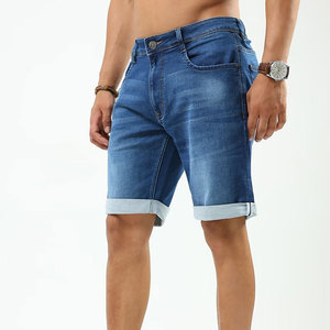 Shorts de Mezclilla Azules para Hombre, Cintura Alta, Pierna Recta, Tejido de Punto Desgastado, Ecológicos, de Secado Rápido, Casuales, para Verano, con Bolsillos - Product Image 2