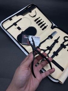 Matte Black Microbeads Hair Extension Tools Kit Stainless Steel Plier <b>Razor</b> Cutting Scissors C Needles Velcro Hair Gripper - Product Image 3