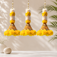 Guirlande artificielle tendance en cônes de marigold écologiques avec Gota, idéale pour les mariages indiens, Diwali, Noël et les fêtes de déménagement