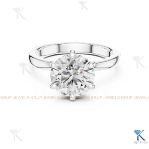 Anillo Solitario de Diamante CVD Cultivado en Laboratorio Personalizado, Banda Lisa con Halo Oculto Redondo, Oro Sólido de 14K, Regalo de Boda y Aniversario - Product Image 6