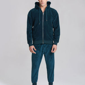 Conjunto Deportivo Premium de Terciopelo Azul Marino para Hombre, Chaqueta con Capucha y Cierre Completo y Pantalones Jogger, Ropa Deportiva Casual - Product Image 1