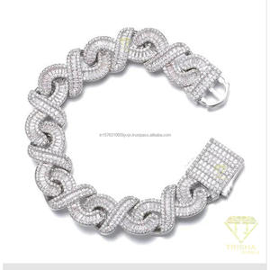 Premium Statement Bracelet with Unique Infinity Link Construction and Fully <b>Flooded</b> Baguette Stone Setting - Product Image 5