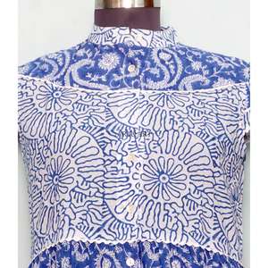 Summer Maxi Dress Short Sleeves Multi Color Cotton Belt Modest Vibe with belt Neck Tie-Front Drift Digital Printed Sweet Natural - Product Image 2