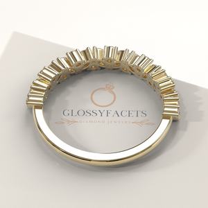 Anillo de boda elegante con diamantes, anillo de boda en oro rosa de 14K, oro blanco, oro amarillo, anillo de media eternidad, banda de moissanita, anillo - Product Image 5
