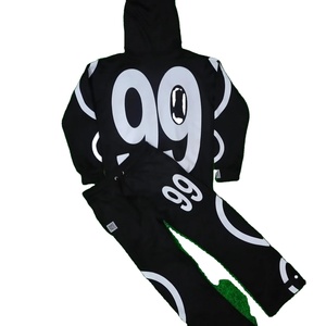 Survêtement 100% coton surdimensionné personnalisé sportif hommes sweat à capuche zippé et pantalon de survêtement ensemble survêtement brodé pour l'hiver - Product Image 1