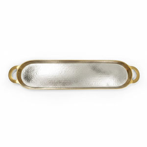 Bandeja de Servicio de Metal Plateado con Diseño Atractivo y Asas Decorativas, Forma Ovalada, para Hogar y Hoteles, Bandejas para Servir Alimentos en la Mesa - Product Image 5