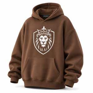 เสื้อฮู้ดโอเวอร์ไซส์ผ้าฟลีซสำหรับฤดูหนาว พร้อมลายปักตราสัญลักษณ์สิงโต ระบายอากาศได้ดี ดีไซน์ลำลองสำหรับทุกเพศ พร้อมกระเป๋าจิงโจ้ - Product Image 3