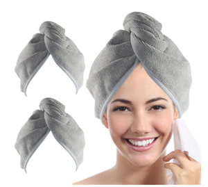 Serviette de bain en coton, turban tricoté, hypoallergénique, écologique, jetable, séchage rapide, couleur unie rose bleu pour femmes, usage domestique - Product Image 3