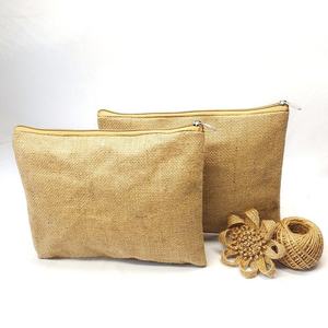 Bolsa Organizadora de Cosméticos Reutilizable de Yute, Bolsa de Almacenamiento de Maquillaje Natural - Product Image 1