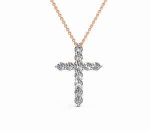 Pendentif croix en diamant de laboratoire Faithelle 1.100 carats, collier 11 pièces à diamants ronds brillants, bijoux en or jaune, rose ou blanc 9K, 14K, 18K - Product Image 3
